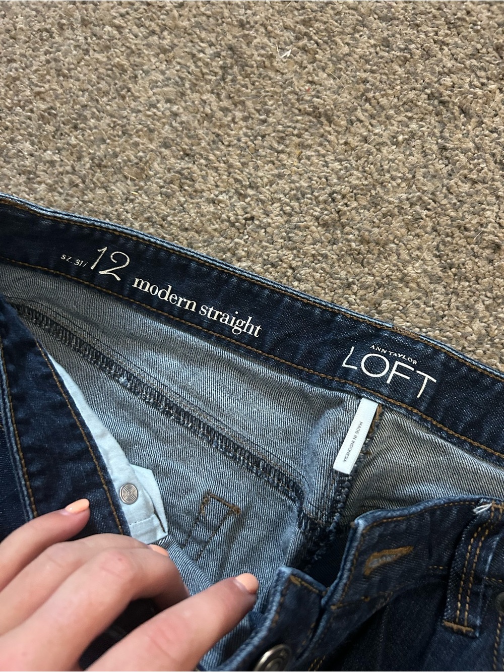 LOFT Modern Straight Jeans in Dark Blue - Picture 2 of 2